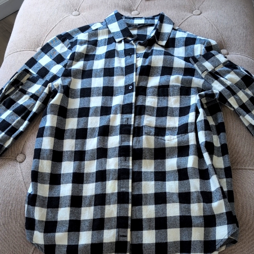 [Zara] Black and White Checkered Shirt